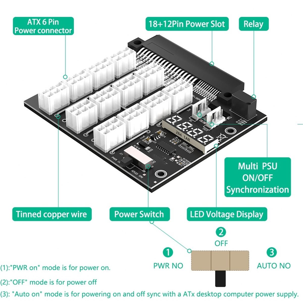 2400W Server Psu Breakout Board - Scheda di Sincronizzazione M05K a 12